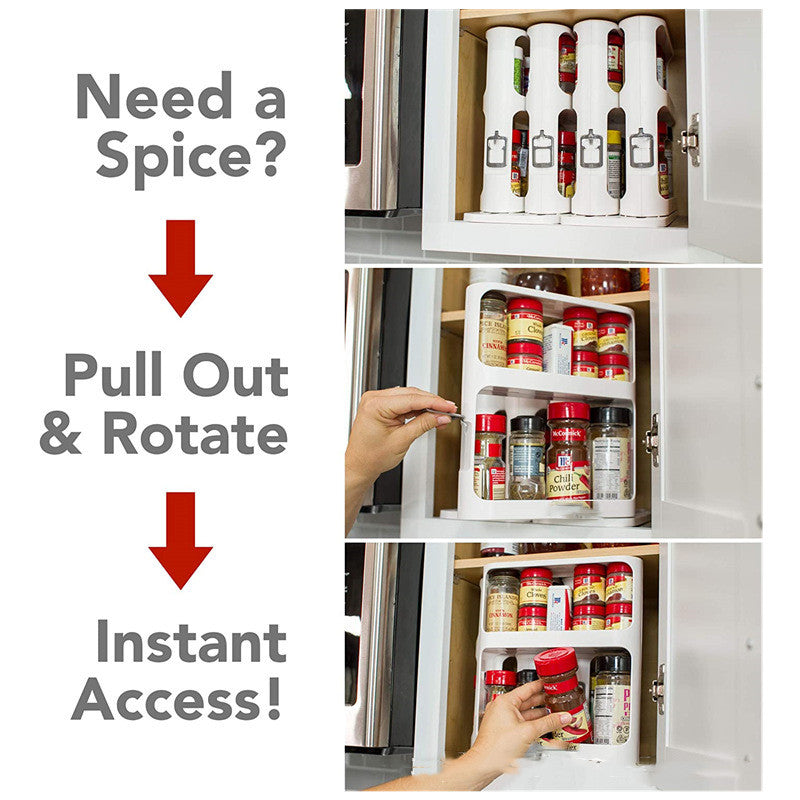 2-Tier Rotating Spice Rack — Every Bottle, One Spin Away